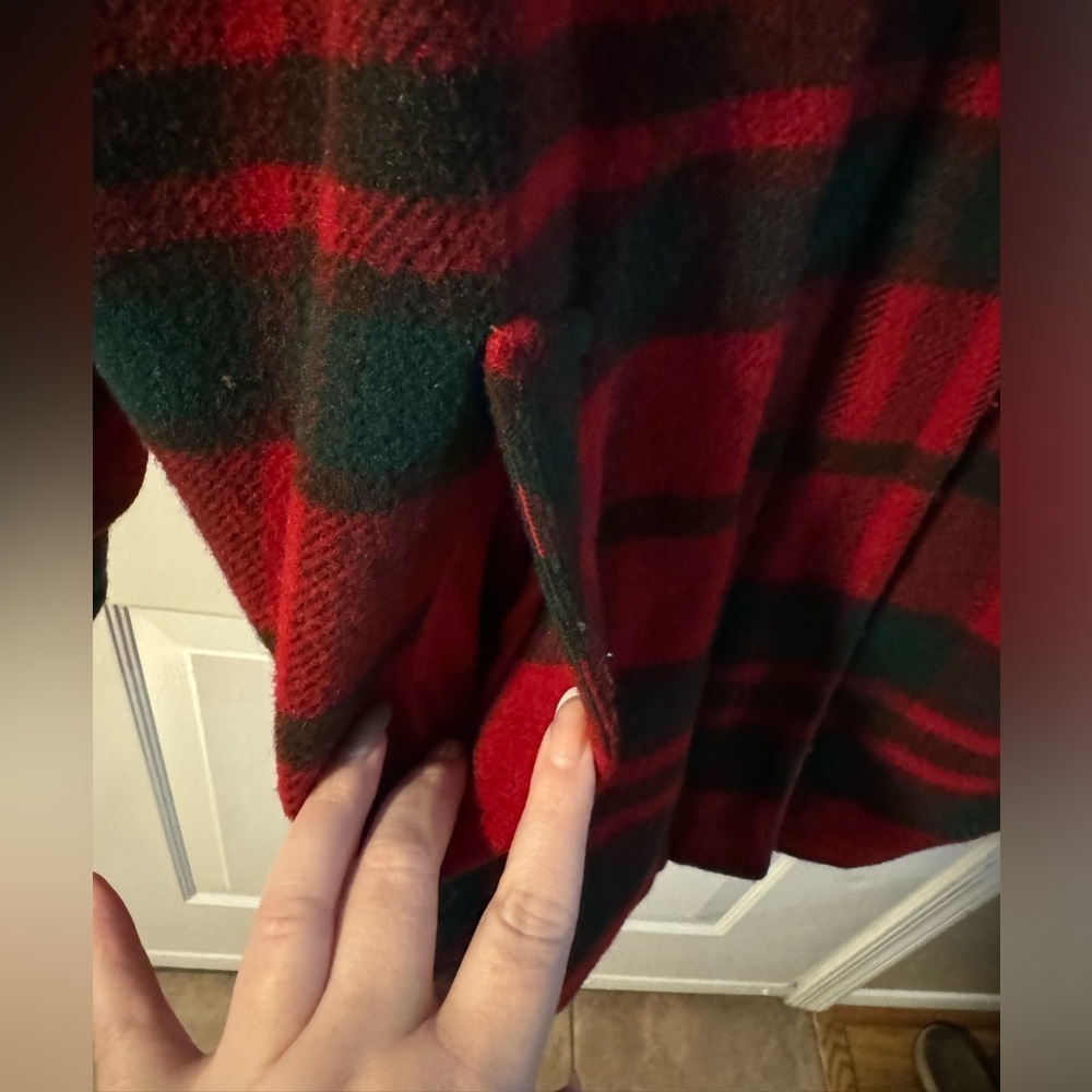Mackintosh of New England 80’s Red Green Plaid Wool Hooded Coat Made USA Toggle - Picture 2 of 14